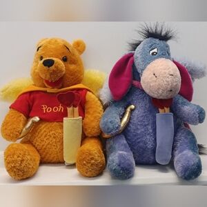 Disney Store Winnie the Pooh and Eeyore Cupid Plush Set Valentine's Day Love